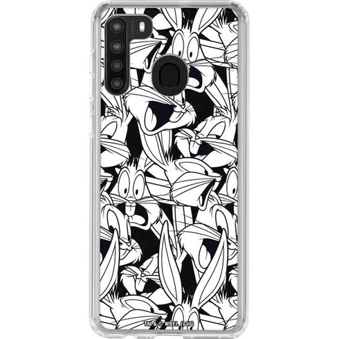 Looney Tunes Bugs Bunny Super Sized Pattern Galaxy A21 Clear Case