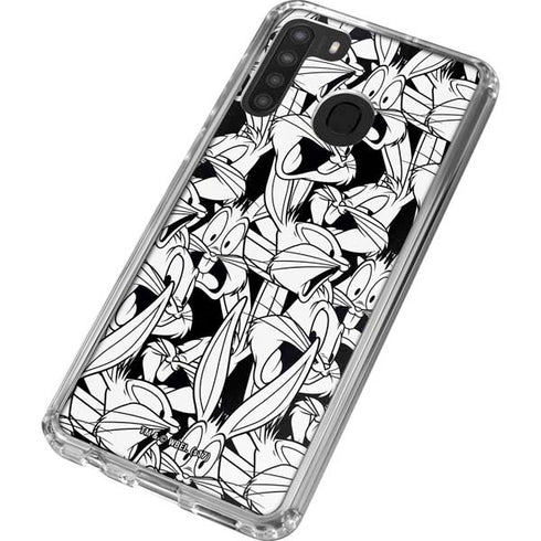 Looney Tunes Bugs Bunny Super Sized Pattern Galaxy A21 Clear Case