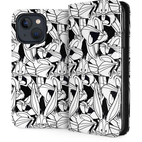 Looney Tunes Bugs Bunny Super Sized Pattern iPhone 14 Plus Folio Case