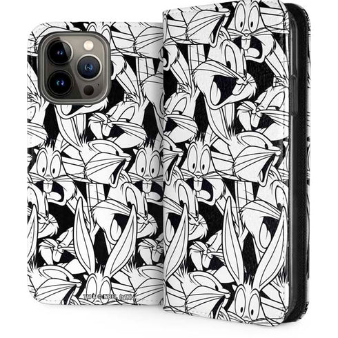 Looney Tunes Bugs Bunny Super Sized Pattern iPhone 14 Pro Max Folio Case