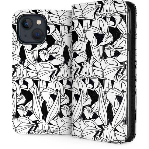 Looney Tunes Bugs Bunny Super Sized Pattern iPhone 15 Plus Folio Case