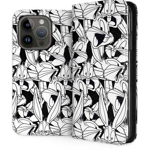 Looney Tunes Bugs Bunny Super Sized Pattern iPhone 15 Pro Folio Case