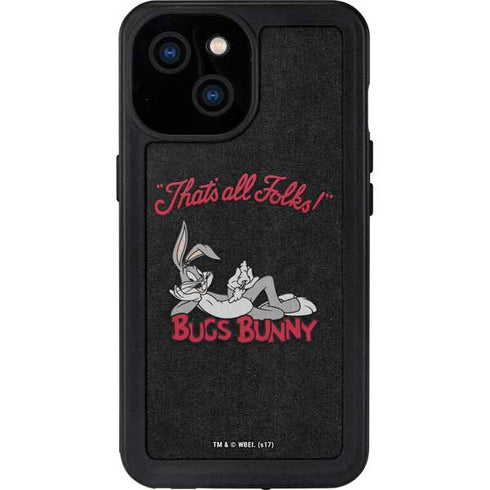 Looney Tunes Bugs Bunny Thats All Folks iPhone 15 Waterproof Case