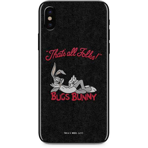 Looney Tunes Bugs Bunny Thats All Folks iPhone X Skin