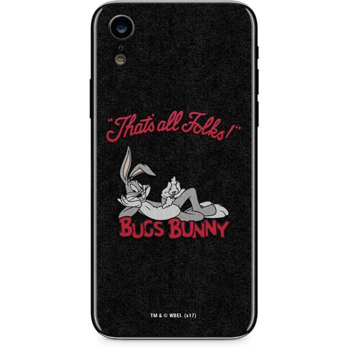 Looney Tunes Bugs Bunny Thats All Folks iPhone XR Skin
