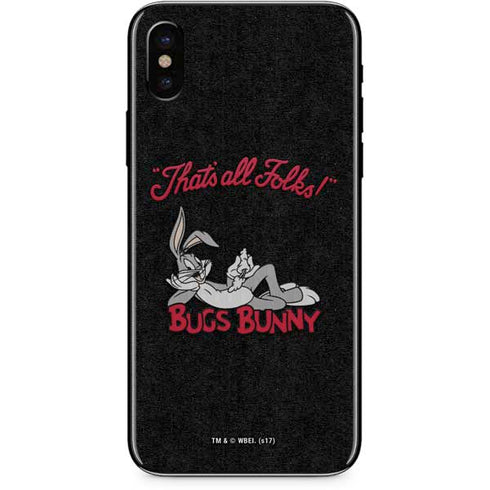 Looney Tunes Bugs Bunny Thats All Folks iPhone XS Skin