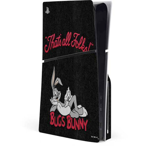 Looney Tunes Bugs Bunny Thats All Folks PS5 Slim Disk Console Skin