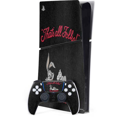 Looney Tunes Bugs Bunny Thats All Folks PS5 Slim Digital Edition Console Skin