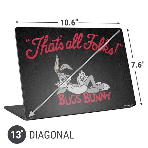 Looney Tunes Bugs Bunny Thats All Folks Universal Laptop 13in (10.6 x 7.6in) Skin