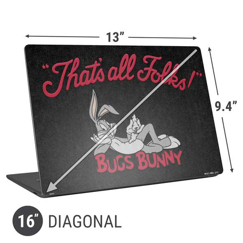 Looney Tunes Bugs Bunny Thats All Folks Universal Laptop 16in (13 x 9.4in) Skin