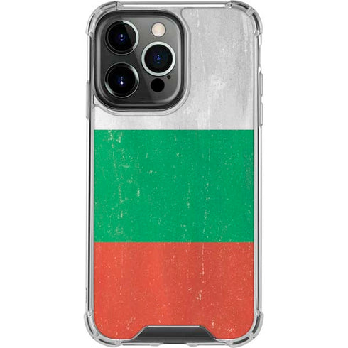 Bulgarian Flag Distressed iPhone 14 Pro Clear Case