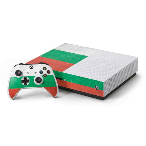Bulgarian Flag Distressed Xbox One S Console and Controller Bundle Skin