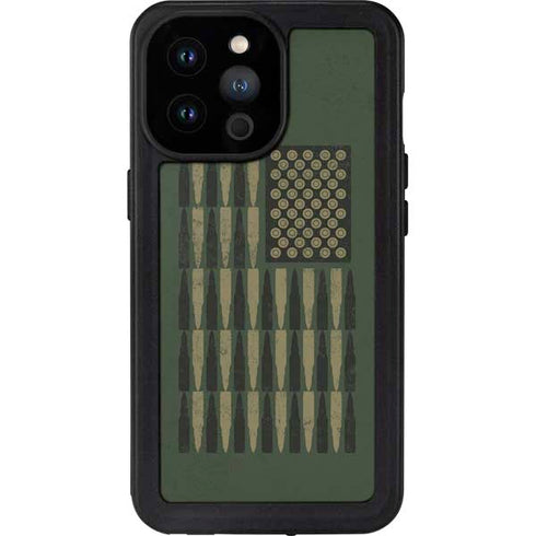 Bullet American Flag iPhone 14 Pro Max Waterproof Case