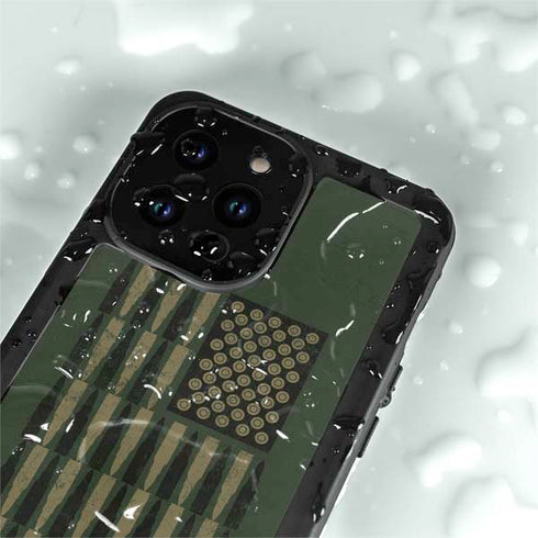Bullet American Flag iPhone 14 Pro Max Waterproof Case