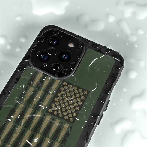 Bullet American Flag iPhone 14 Pro Waterproof Case