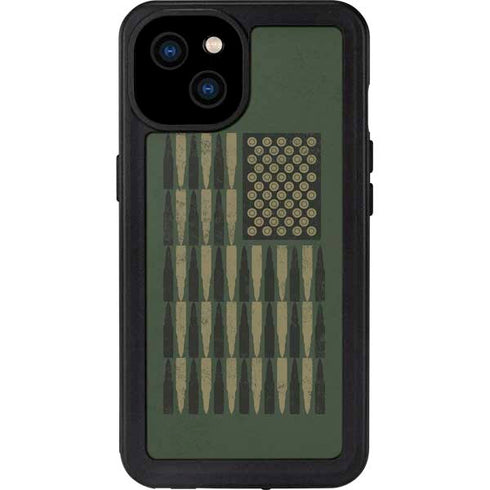 Bullet American Flag iPhone 15 Plus Waterproof Case