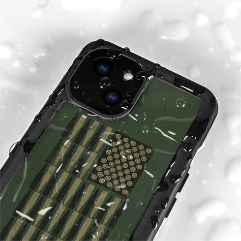 Bullet American Flag iPhone 15 Plus Waterproof Case