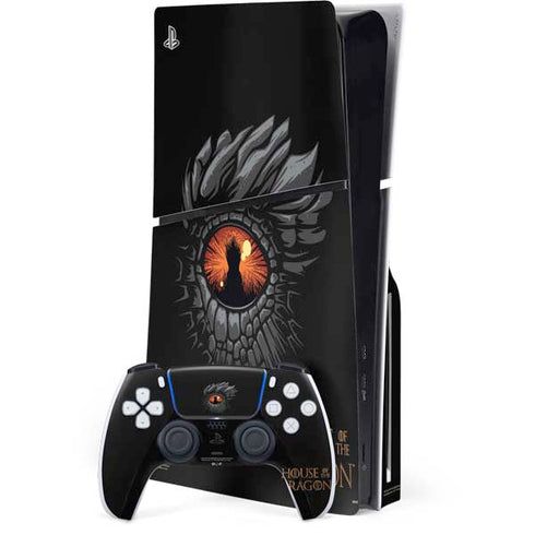 HBO House of the Dragon Burning Dragon PS5 Slim Disk Bundle Skin
