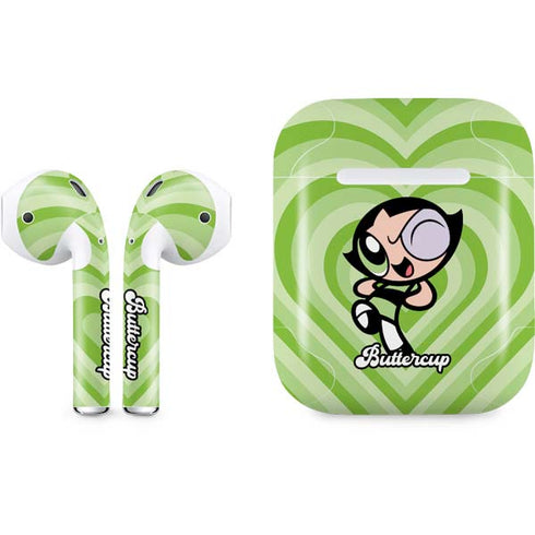 Cartoon Network Powerpuff Girls Buttercup Green Hearts Apple AirPods Skin