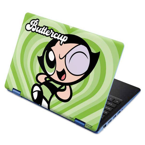 Cartoon Network Powerpuff Girls Buttercup Green Hearts Aspire R11 11.6in Skin