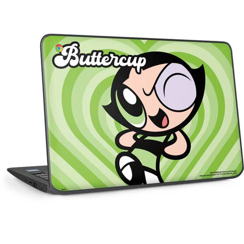 Cartoon Network Powerpuff Girls Buttercup Green Hearts HP Chromebook Skin