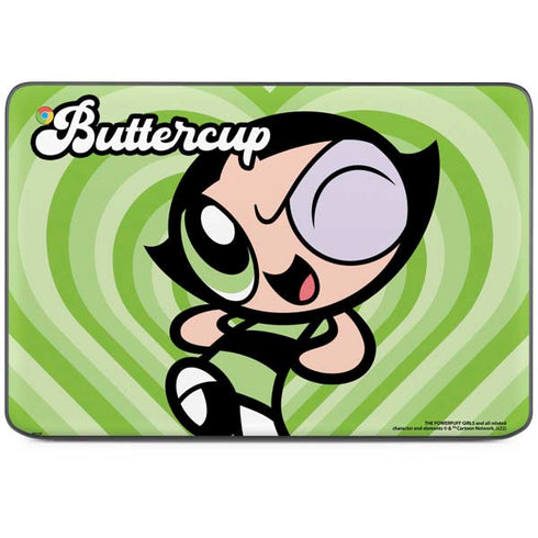 Cartoon Network Powerpuff Girls Buttercup Green Hearts HP Chromebook Skin
