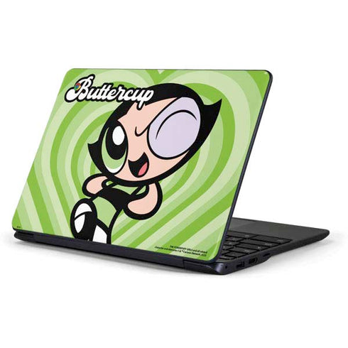 Cartoon Network Powerpuff Girls Buttercup Green Hearts Samsung Chromebook Skin