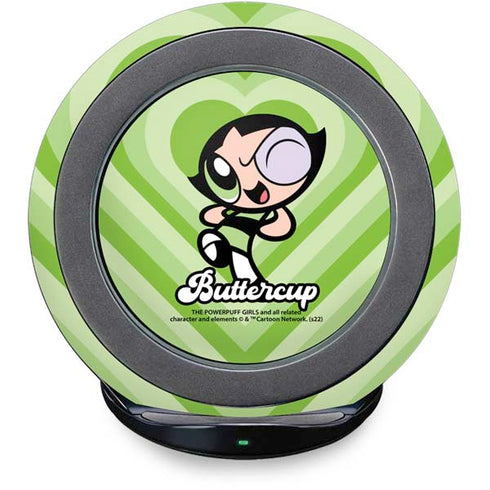 Cartoon Network Powerpuff Girls Buttercup Green Hearts Fast Charge Wireless Charging Stand Skin