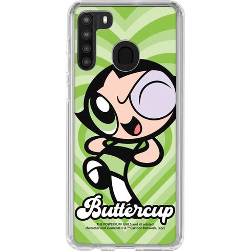 Cartoon Network Powerpuff Girls Buttercup Green Hearts Galaxy A21 Clear Case
