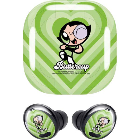 Cartoon Network Powerpuff Girls Buttercup Green Hearts Galaxy Buds Pro Skin