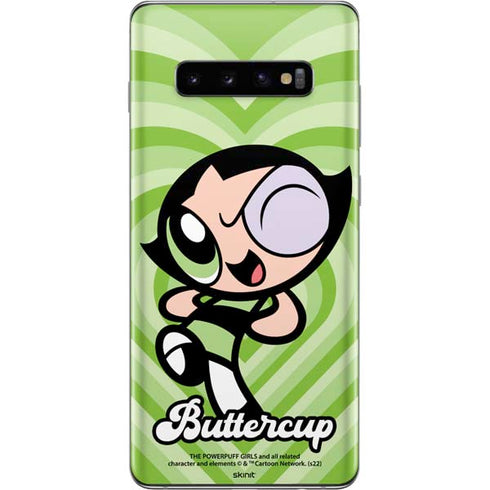 Cartoon Network Powerpuff Girls Buttercup Green Hearts Galaxy S10 Plus Skin