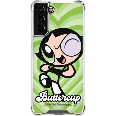 Cartoon Network Powerpuff Girls Buttercup Green Hearts Galaxy S21 FE Clear Case