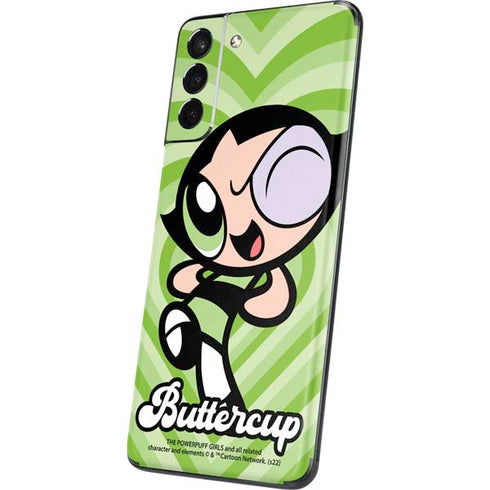 Cartoon Network Powerpuff Girls Buttercup Green Hearts Galaxy S21 Plus 5G Skin