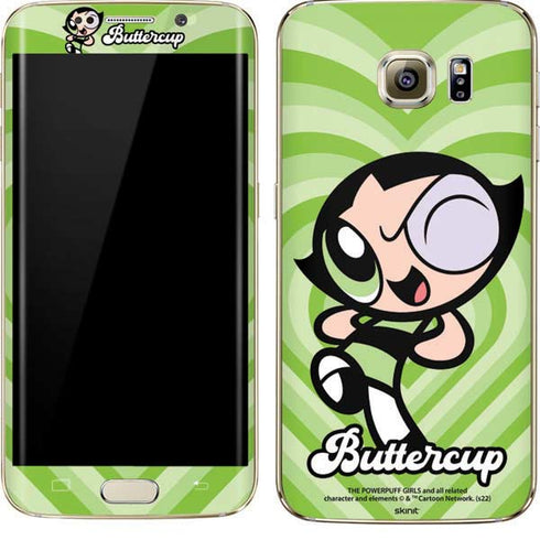 Cartoon Network Powerpuff Girls Buttercup Green Hearts Galaxy S7 Edge Skin