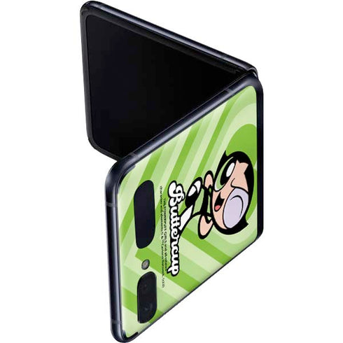 Cartoon Network Powerpuff Girls Buttercup Green Hearts Galaxy Z Flip Skin