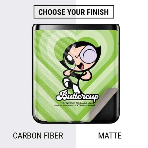Cartoon Network Powerpuff Girls Buttercup Green Hearts Galaxy Z Flip Skin
