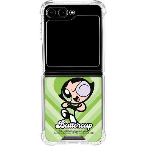 Cartoon Network Powerpuff Girls Buttercup Green Hearts Galaxy Z Flip5 5G Clear Case