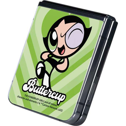 Cartoon Network Powerpuff Girls Buttercup Green Hearts Galaxy Z Flip5 5G Skin