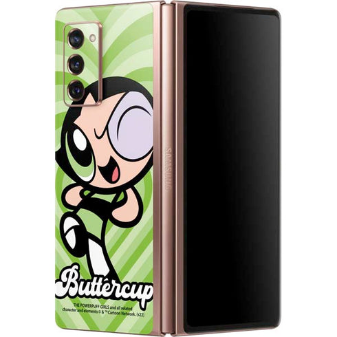 Cartoon Network Powerpuff Girls Buttercup Green Hearts Galaxy Z Fold2 5G Skin