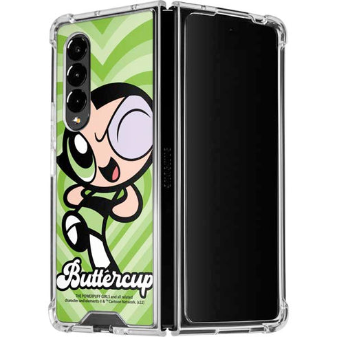 Cartoon Network Powerpuff Girls Buttercup Green Hearts Galaxy Z Fold4 5G Clear Case
