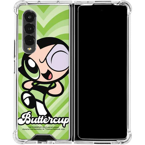 Cartoon Network Powerpuff Girls Buttercup Green Hearts Galaxy Z Fold4 5G Clear Case