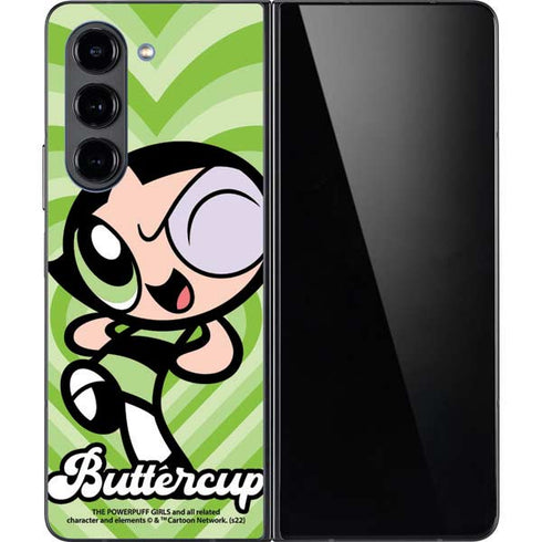 Cartoon Network Powerpuff Girls Buttercup Green Hearts Galaxy Z Fold5 5G Skin
