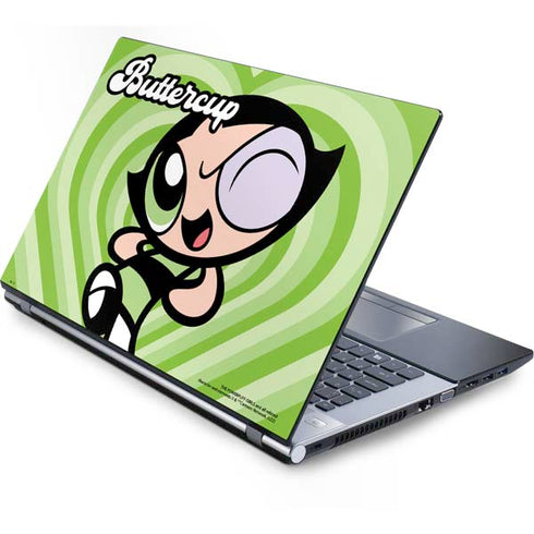 Cartoon Network Powerpuff Girls Buttercup Green Hearts Generic Laptop Skin