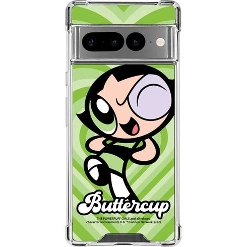 Cartoon Network Powerpuff Girls Buttercup Green Hearts Google Pixel 7 Pro Clear Case