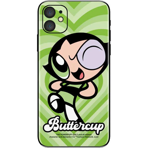 Cartoon Network Powerpuff Girls Buttercup Green Hearts iPhone 11 Skin