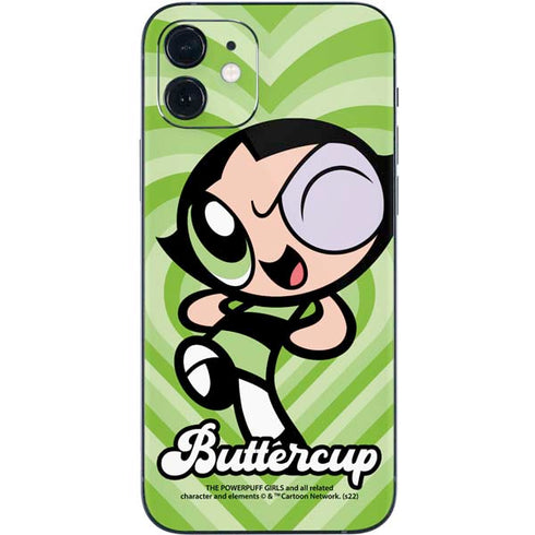 Cartoon Network Powerpuff Girls Buttercup Green Hearts iPhone 12 Skin