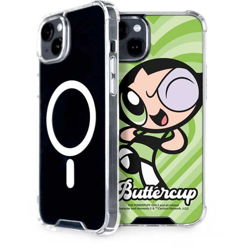 Cartoon Network Powerpuff Girls Buttercup Green Hearts iPhone 15 Plus MagSafe Case