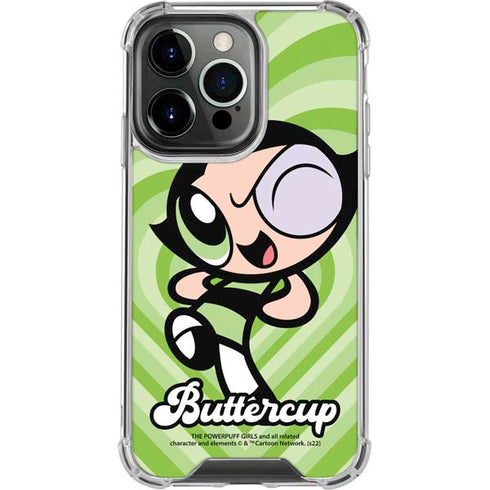 Cartoon Network Powerpuff Girls Buttercup Green Hearts iPhone 14 Pro Clear Case