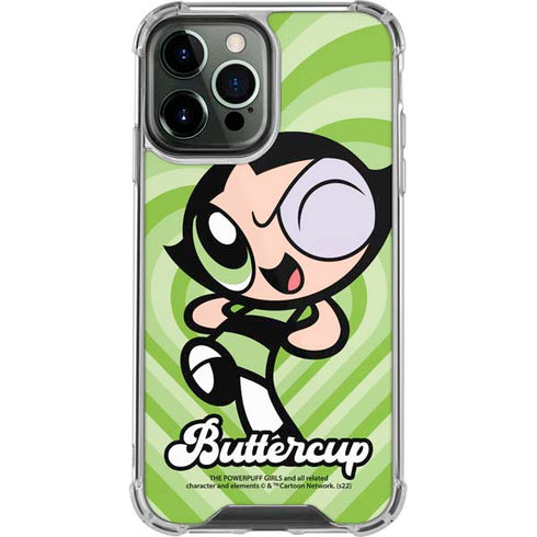 Cartoon Network Powerpuff Girls Buttercup Green Hearts iPhone 14 Pro Max Clear Case