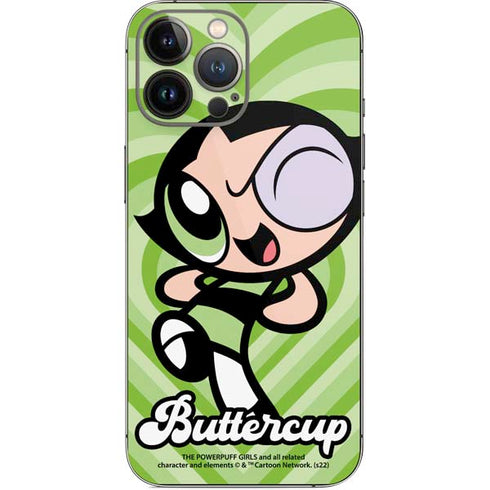Cartoon Network Powerpuff Girls Buttercup Green Hearts iPhone 14 Pro Max Skin